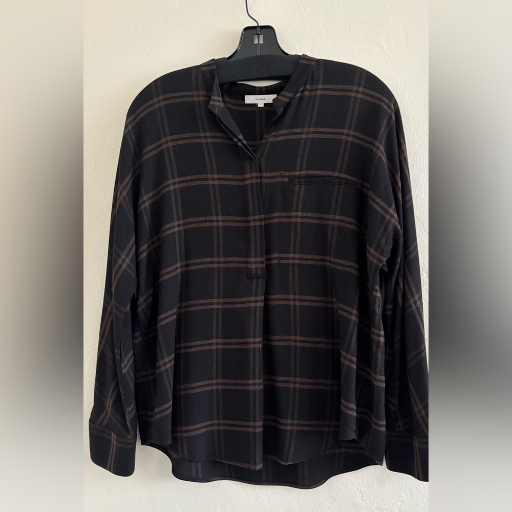 Vince Black and Brown Striped Women’s Shirt